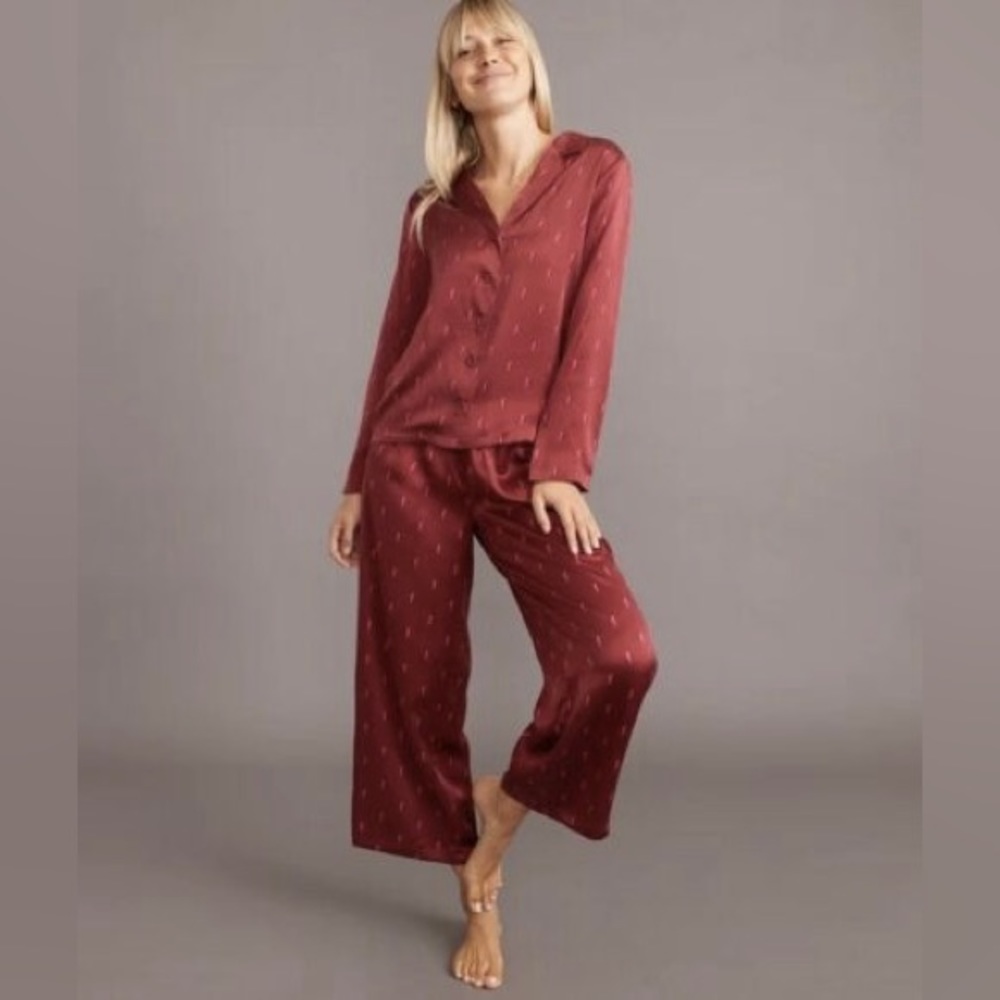 Marine Layer Washable Silk PJ SET in Rhododendron Lightning Bolt Print XS